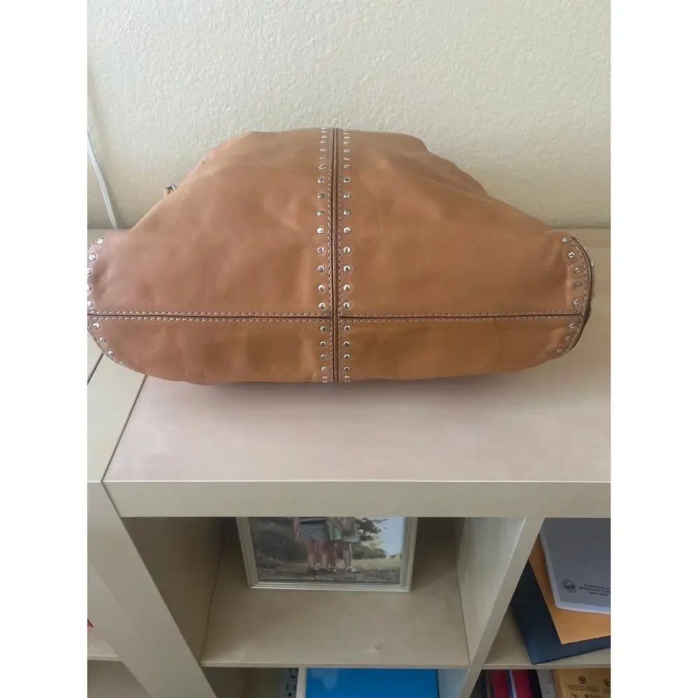Michael Kors Tan Leather Studded Hobo Bag - Picture 5 of 8